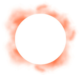 Circle cloud frame. Red round steam fluffy air shape. Abstract realistic smoke border. Cloudy tunnel effect with space illustration
