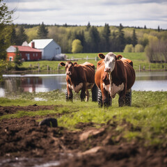 Canadian agriculture field and barn scene
