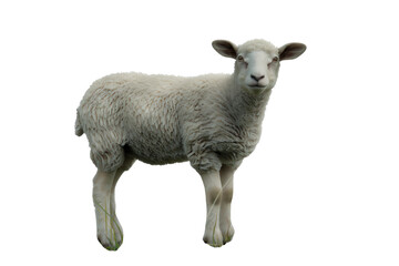 Fototapeta premium A white sheep is standing on a white background, illustrations, clipart, isolated on a transparent background.