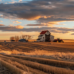 Canadian agriculture field and barn scene