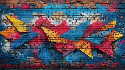 Naklejka premium brick wall with a piece of street art that has been used in a fundraising or charity event, raising awareness about important causes and supporting social initiatives.stock image