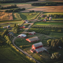 Canadian agriculture field and barn scene