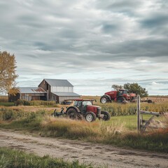 Canadian agriculture field and barn scene