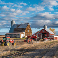 Canadian agriculture field and barn scene
