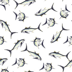 tuna moving seamless pattern.
