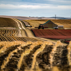 Canadian agriculture field and barn scene
