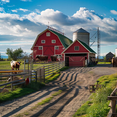Canadian agriculture field and barn scene