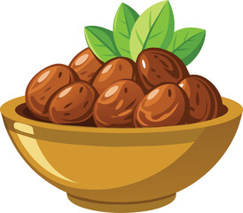 arabian Dates fruit on bowl vector illustration