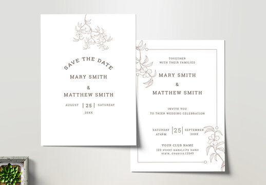 Floral Wedding Invitation Card Layout
