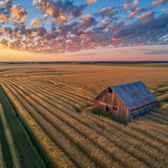 Canadian agriculture field and barn scene