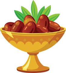 arabian Dates fruit on bowl vector illustration