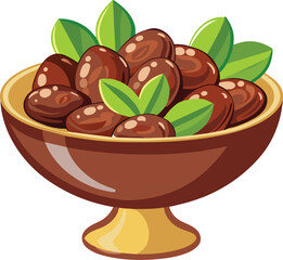 arabian Dates fruit on bowl vector illustration
