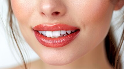 Naklejka premium A woman with a red lip and a white smile