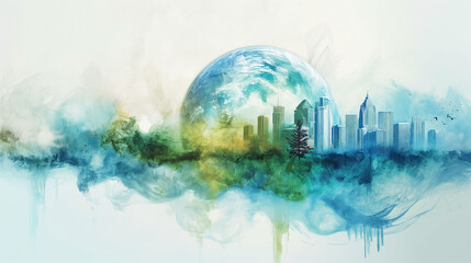 world environment day concept watercolor illustration