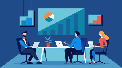 Fototapeta premium A vibrant illustration capturing a business team in the midst of a strategic analytics meeting