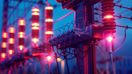 Precise and detailed image of an electronic pylon wire divider, highlighting its role in electrical infrastructure, studio lit