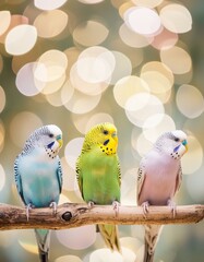 Obraz premium 仲良しのインコ