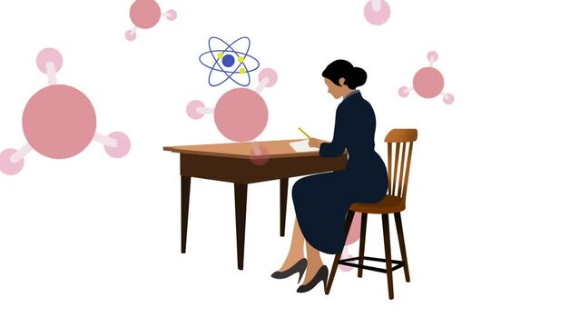 Marie Curie working, woman scientific radioactive experiment, Marie Curie, Discoverer of two radioactive elements radium and polonium, chemist scientist discovering radiation