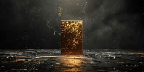 artistic gold pedestal in black studio