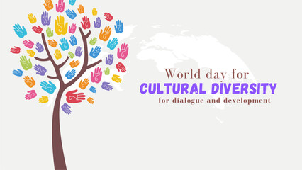 World day for cultural diversity for dialogue and development. Celebrated every year on 21 May. Suitable for banners, templates, greeting cards, social	