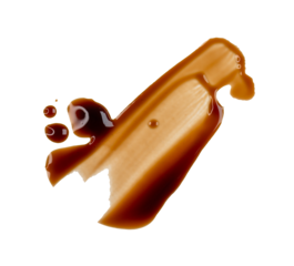 Smeared brown asian sauce isolated on white, clipping path, PNG