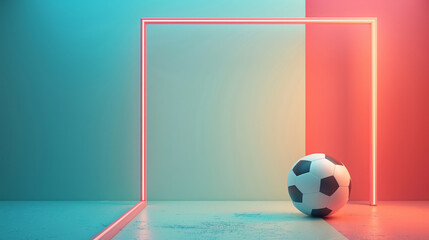 Futuristic Goal Setting: Soccer Ball in Neon Goal