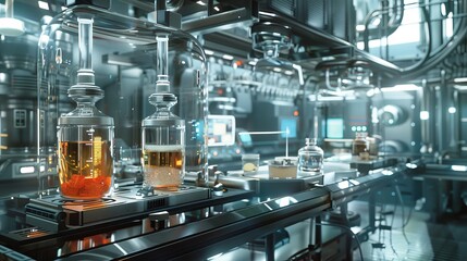 Natural ingredient tech system side view System for processing natural beauty products  Scifi tone  Vivid