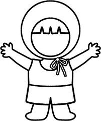 여름 수영복 남자아이 도안 일러스트