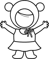 여름 수영복 여자아이 도안 일러스트