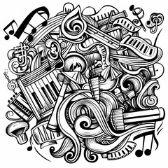 Abstract Classical music hand drawn doodle banner cartoon vector image