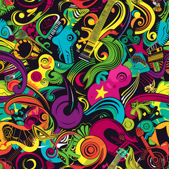 Fototapeta premium Abstract Classical music hand drawn doodle banner cartoon vector image