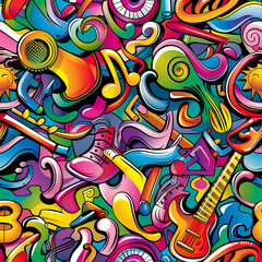 Abstract Classical music hand drawn doodle banner cartoon vector image