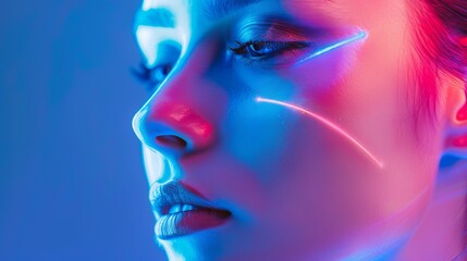Fototapeta premium Skin clarity enhancement technology side view Enhancing skin clarity with hightech Scifi tone Vivid