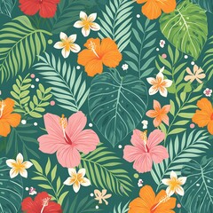 seamless pattern capturing the vibrant energy of a flower tropical paradise