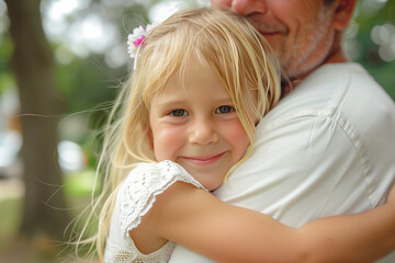 Children, father and daughter hug  for love, trust or bonding together in their home. Family, smile and safety with a happy young man embracing his adorable girl child in their house