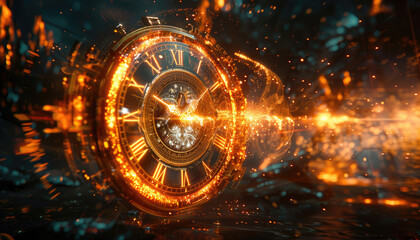 A clock with roman numerals showing the time by AI generated image