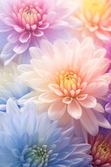 Obraz premium Soft Pastel Colored Chrysanthemum Flowers