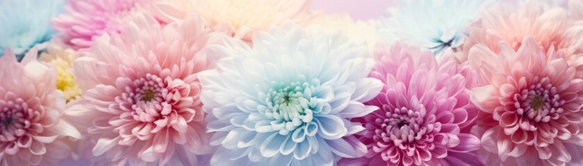 Soft Pastel Colored Chrysanthemum Flowers