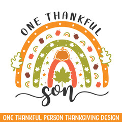 Fototapeta premium One thankful son thanksgiving design, thanksgiving svg designs, thankful turkey svg