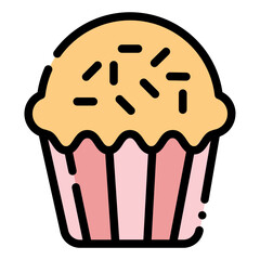 Cupcake Icon in Dashed Filled Line Style