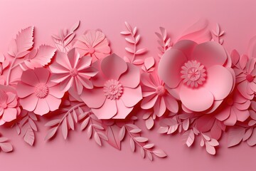 pink flower paper cut style background