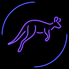 Obraz na płótnie Canvas kangaroo neon sign, modern glowing banner design, colorful modern design trend on black background. Vector illustration.