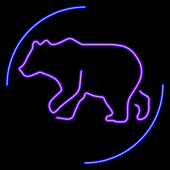 bear neon sign, modern glowing banner design, colorful modern design trend on black background. Vector illustration.