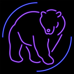 bear neon sign, modern glowing banner design, colorful modern design trend on black background. Vector illustration.