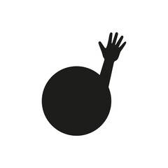 Round empty frame with hand. Vector black silhouette.