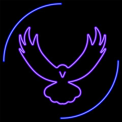eagle neon sign, modern glowing banner design, colorful modern design trend on black background. Vector illustration.