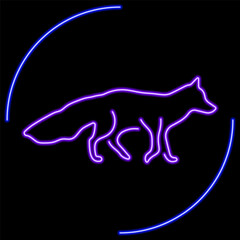 fox neon sign, modern glowing banner design, colorful modern design trend on black background. Vector illustration.