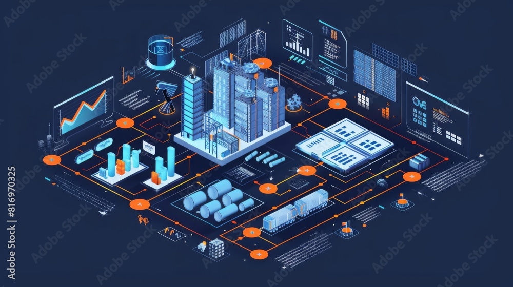 Wall mural create an illustration of predictive analytics tools forecasting supply chain disruptions, with real
