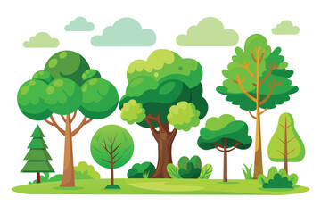 Nature scenes with trees and leaf vector design