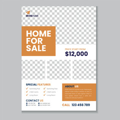 Real Estate Flyer template design and property or home sale flyer layout design